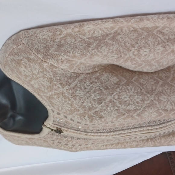 Coldwater Creek Womens Beautiful Snowflake ❄️ Zip Up WOOL Blend Cardigan SZ M - Picture 3 of 9